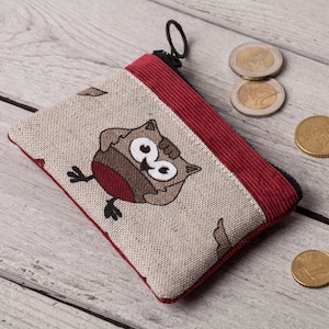 Bolsa mini Etui, diseño de búho, mini monedero, bolso de tarjeta, pequeña bolsa de cremallera, bolsa de auriculares, bolsa de monedas, regalo de Navidad pequeño, regalo para niña