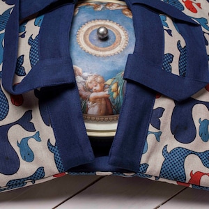 Sac a tarte, torba na ciasto, torba na zapiekankę, torba na ciasto, torba na naczynia, torba na miski, wzór wielorybów, prezent świąteczny dla kobiet