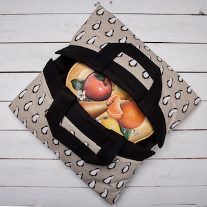 Sac a tarte, torba na ciasto, torba na zapiekankę, torba na ciasto, torba na naczynia, torba na miski, wzór pingwina, prezent świąteczny dla kobiet