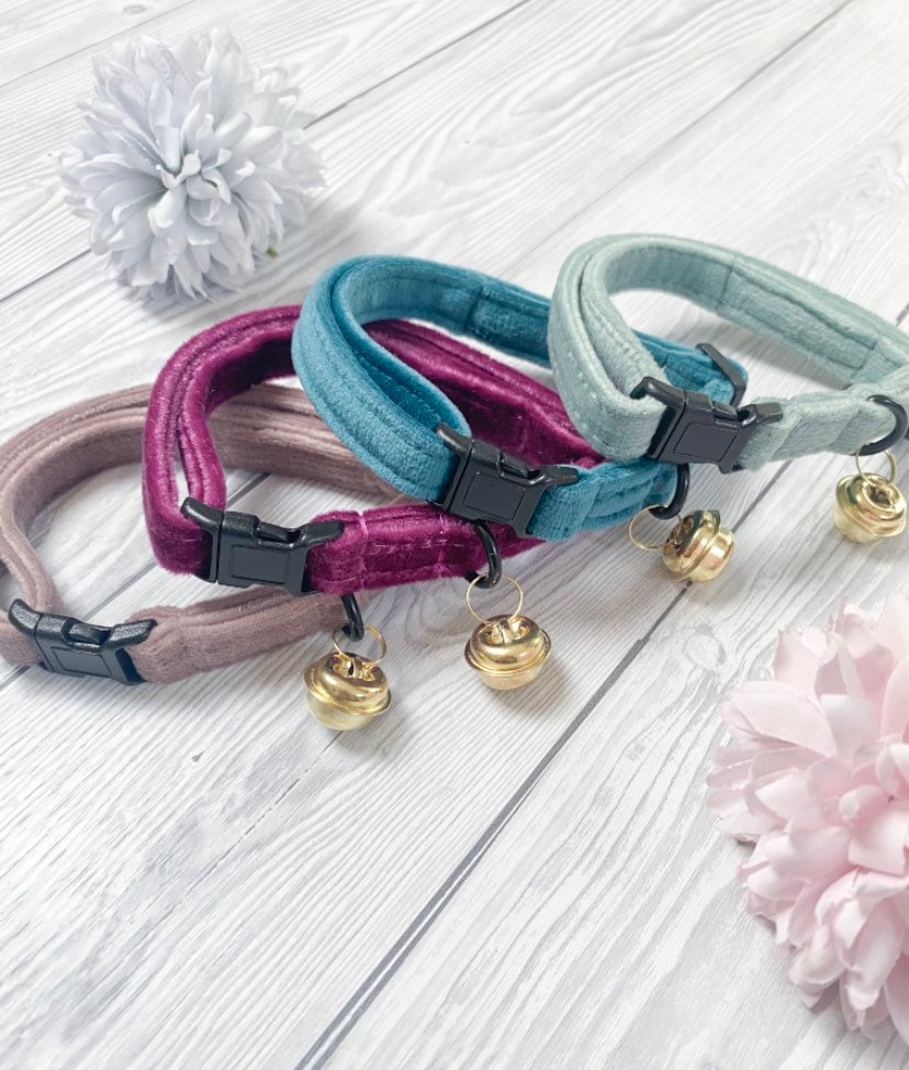 Luxe velvet cat collar, cat collar, safety release collar