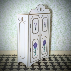 1:12 scale, miniature wardrobe , dollhouse furniture, printable miniature, downloads PDF, antique decor, dollhouse kit, paper art kit