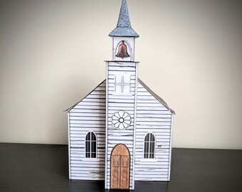 Printable Halloween Church, Spooky Village Paper Kit (Digital Download)
