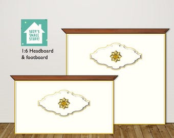1:6 Scale Ornate Dollhouse Bed Headboard & Footboard Printable Paper Kit(Digital File)