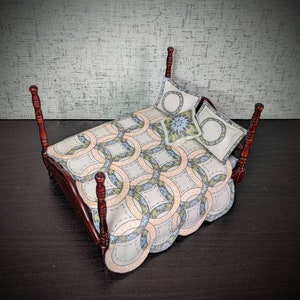 1:12 scale miniature antique style quilt paper kit, downloadable pdf files