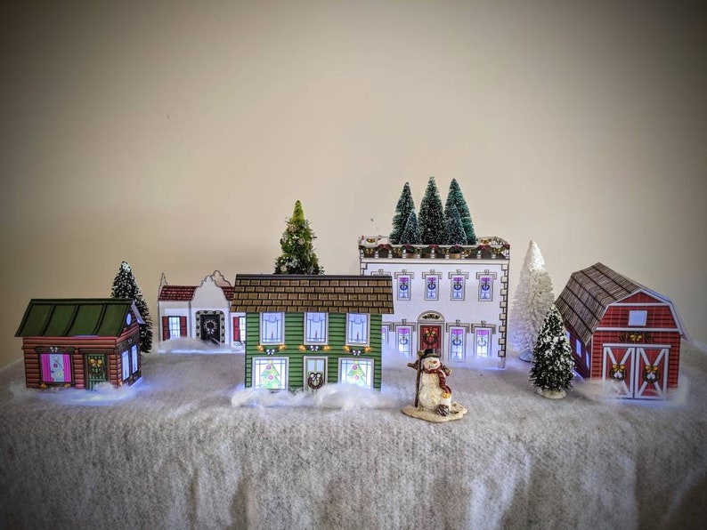 Christmas Village Kit Printable Houses Christmas Display Etsy
