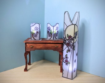 Dollhouse Miniature Lamp Kit: Cherry Blossom Stained Glass (Digital Download)