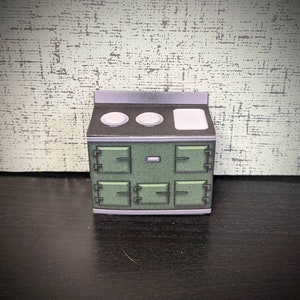 Scala 1:24, stufa verde, mini kit stampabile, download pdf, miniatura retrò, kit casa delle bambole, cucina in miniatura, scala mezzo pollice, kit diorama