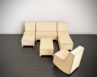 1:24 scale furniture, printable kit, mini garden, downloadable file, modern miniature, dollhouse kit, mini rocking chair, half inch scale