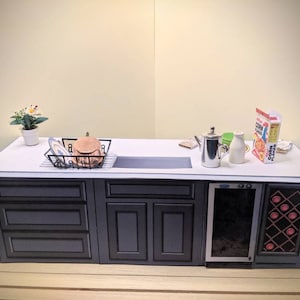 1:12 scale, kitchen island, mini kitchen cabinet, dollhouse furniture, printable download, modern miniature, dollhouse kit, one inch scale