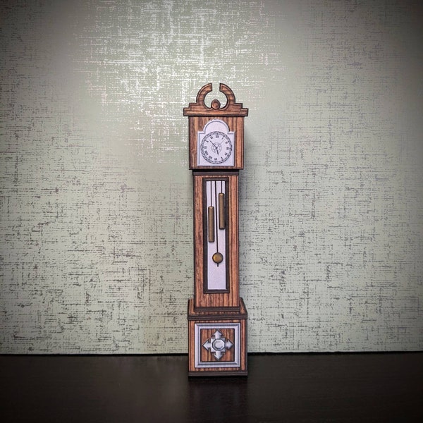 1:24 scale, miniature clock, dollhouse decor, printable mini, downloadable, dollhouse furniture, dollhouse kit, grandfather clock