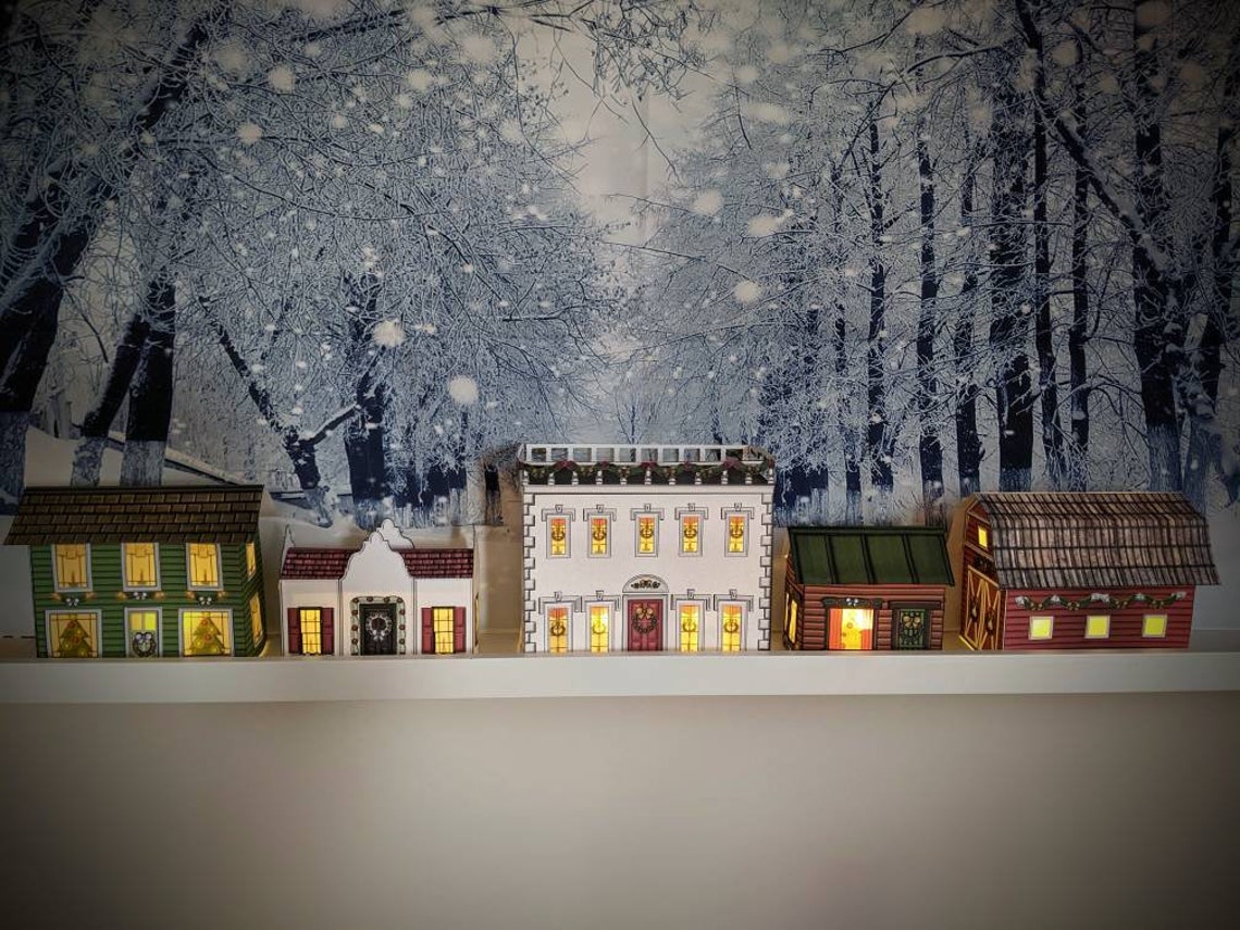 Christmas Village Kit Printable Houses Christmas Display Etsy