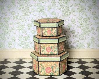 1:12 Scale Dollhouse Mini Hat Box Set Printable Paper Kit (Digital Download)