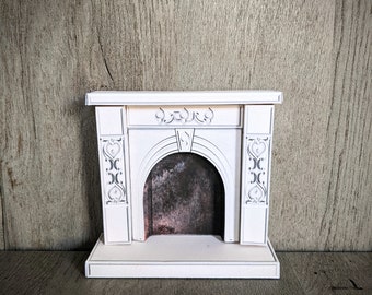 1 12 scale miniature, dollhouse fireplace, dollhouse decor, printable mini, downloadable, stone fireplace, dollhouse kit, retro miniatures