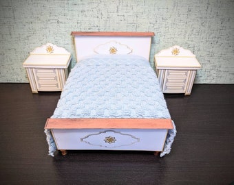 1:12 Scale Miniature Bed, Dollhouse Printable Paper Furniture Kit (Digital Download)