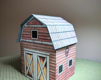 Printable Halloween Village Barn Paper Kit: Spooky DIY Decor (Digital Download)