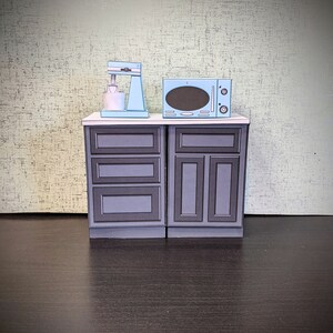 Papperssats med retro miniatyrköksapparater i skala 1:6 (digital nedladdning)