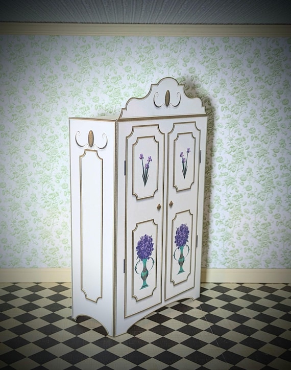 CASA BAMBOLE VINTAGE Sala Da Pranzo Armadio In Legno Con Stoviglie In Miniatura EUR 11,52 - Foto 5