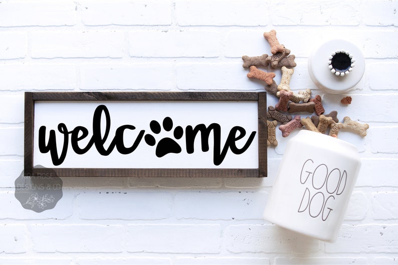 Welcome Paw Print SVG Welcome sign svg Paw print svg dog | Etsy