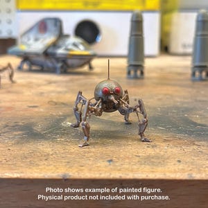 Example photo of resin printed Dwarf Spider Droid. Physical items not included with purchase.
