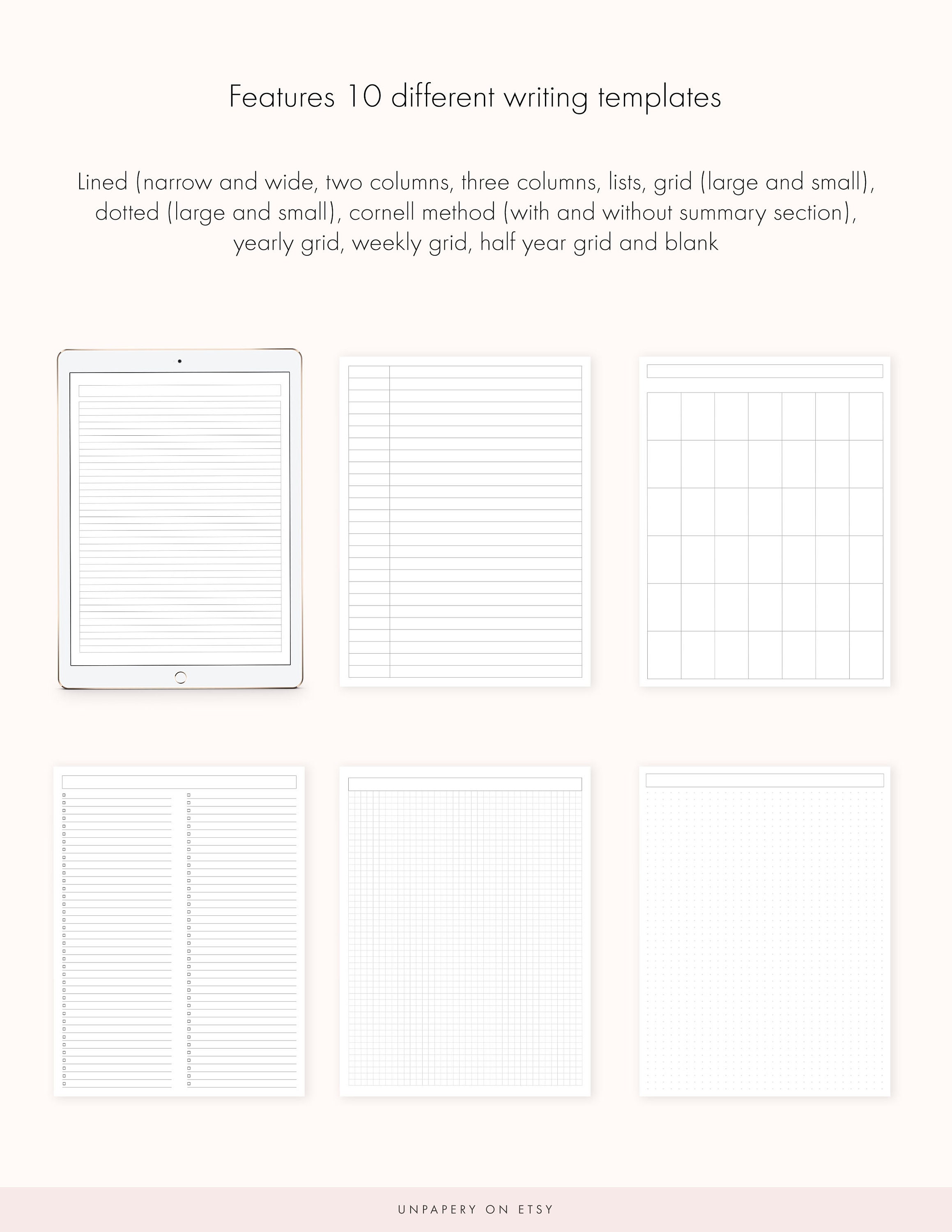 Digital Note Taking Paper Templates for Goodnotes Notability Etsy