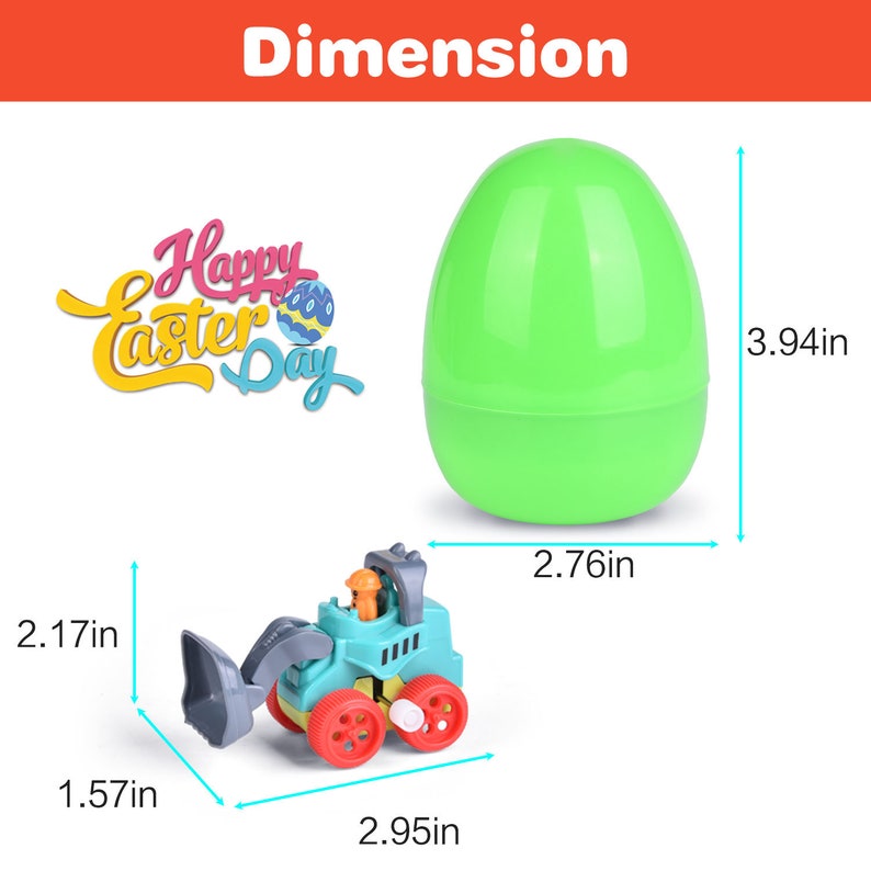 wind up construction vehicle toy filled Easter eggs 12pcs F-492