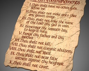 Die Zehn Gebote auf Stein - CNC File für das Schnitzen, 3D STL Zehn Gebote