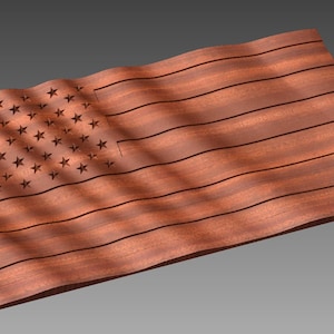 USA Wavy Flag - CNC File Flag , 3D STL Wavy Flag Model