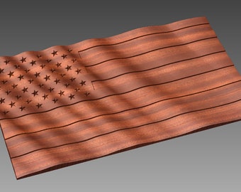 USA gewellte Flagge - CNC-Datei-Flagge, 3D-STL-Modell mit gewellter Flagge