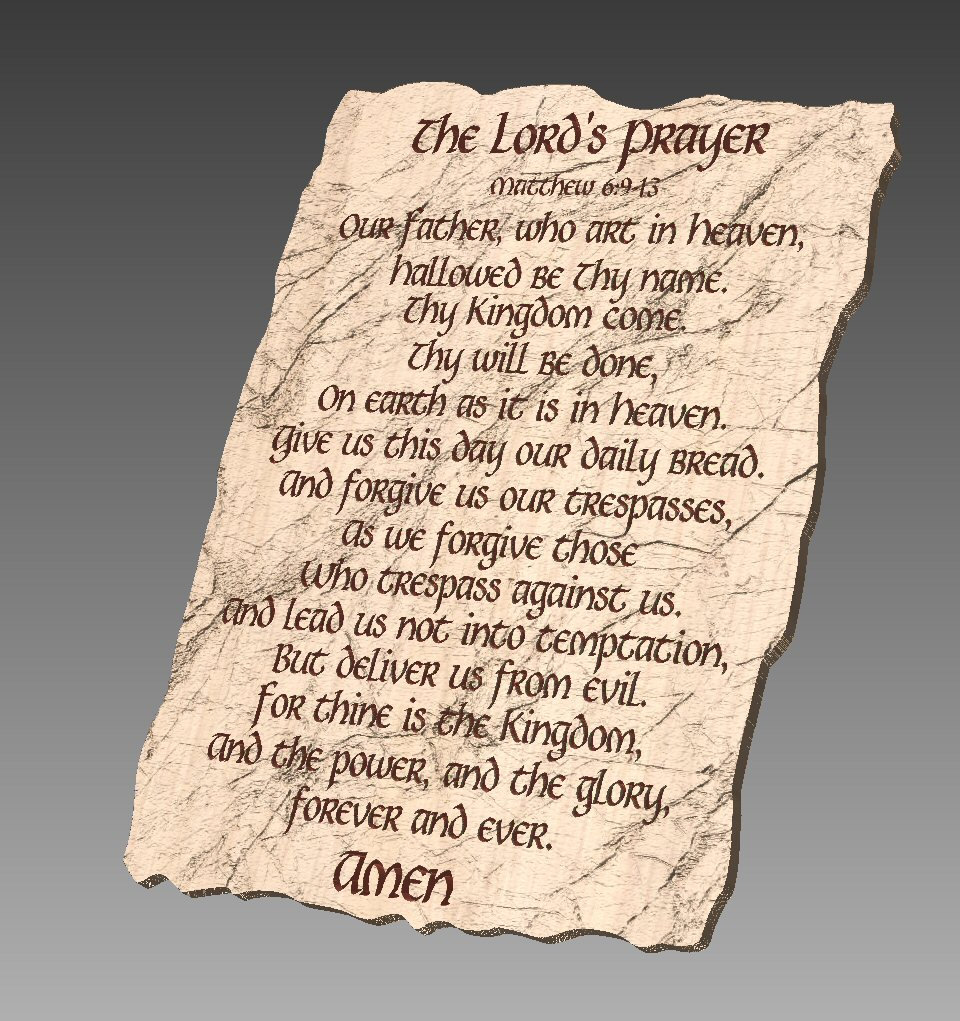 Our Father Prayer on Stone - CNC File for Carving, 3D STL Our