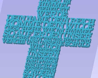 3D STL Modell, Vater unser Kreuz stl, Kreuz 3D Modell, 3D Druck Modell, 3D Druck Modell
