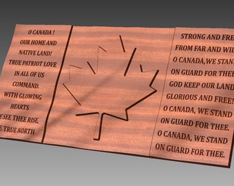 Kanada Flagge mit Hymne - CNC File Flagge, Flagge mit Hymne, 3D STL Wellenflagge