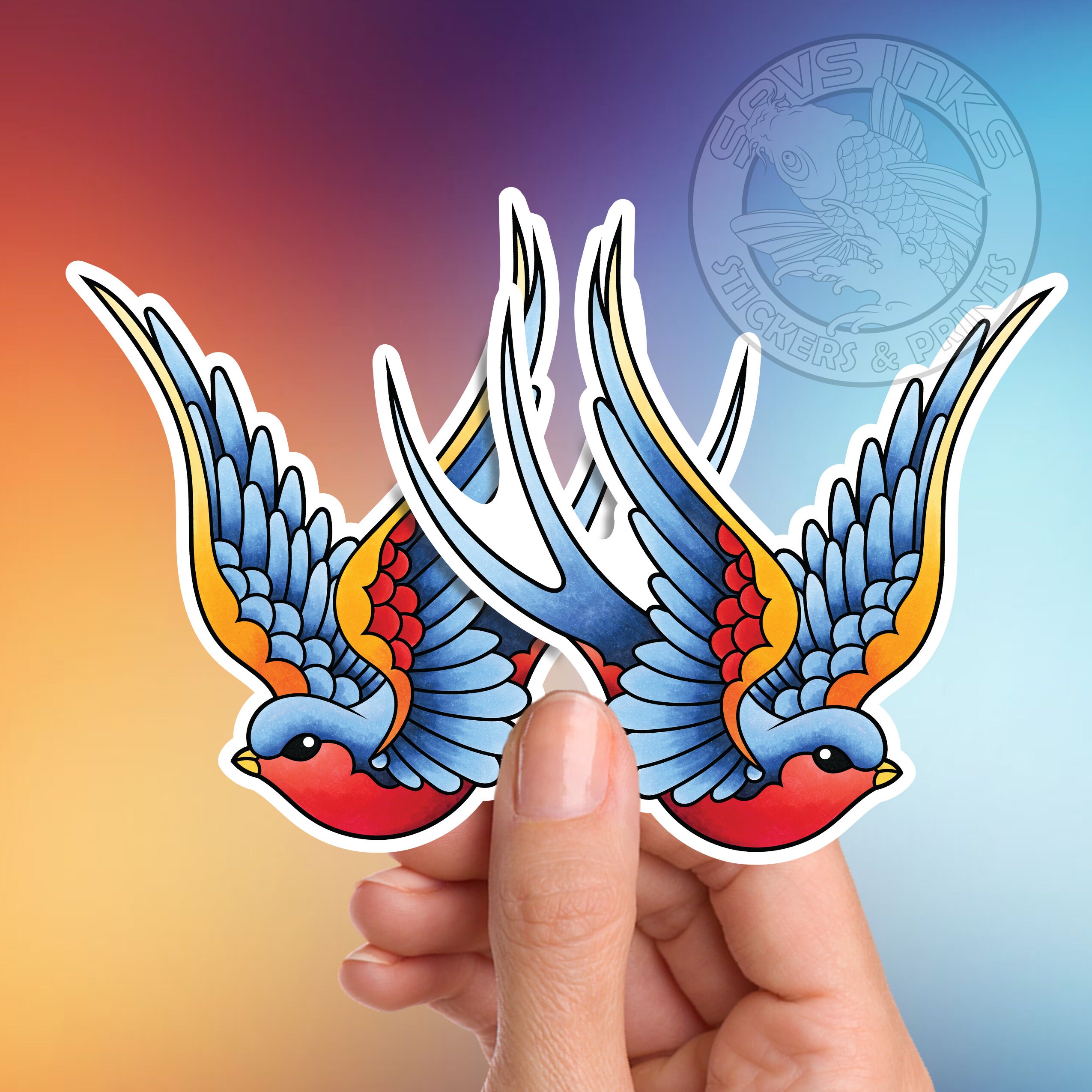 Pack of 2 Traditional Sailor Jerry Style Swallow Tattoo Hand - Etsy Australia Pack of 2 Traditional Sailor Jerry Style Swallow Tattoo Hand - Etsy Australia
