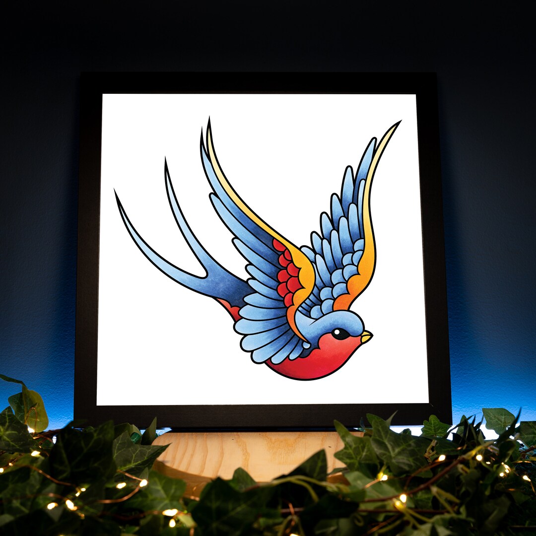 Sailor Jerry Swallow Tattoo Flash Art Print: Neo Traditional Style - Etsy