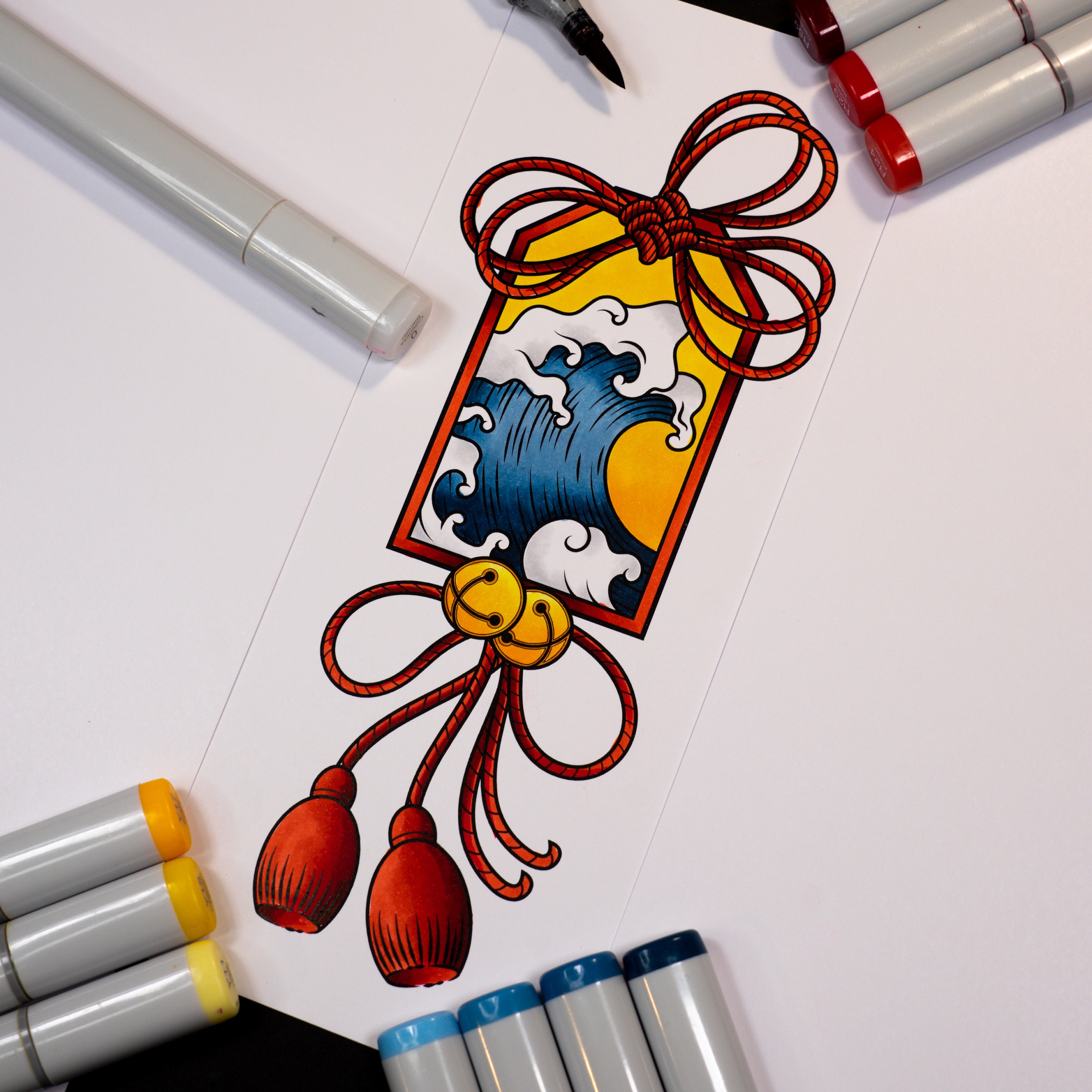 Omamori Traditional Japanese Lucky Charm Tattoo Flash Hand Etsy