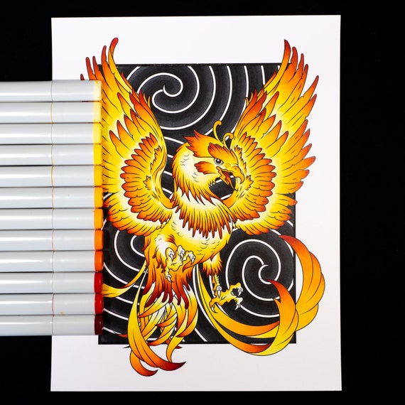 Phoenix Flash De Tatouage Dinspiration Japonaise Etsy France