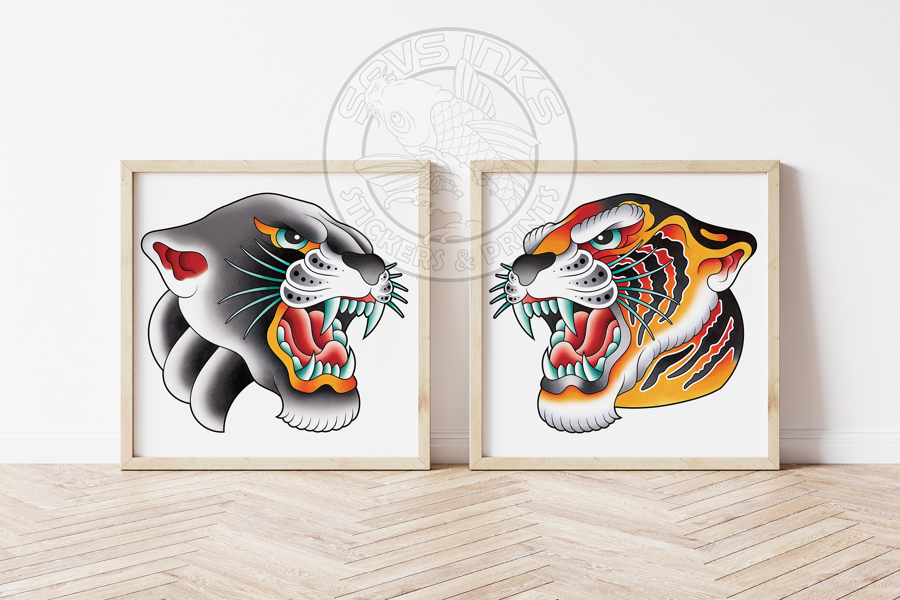 Traditional Sailor Jerry Style Tiger Panther Tattoo Flash - Etsy