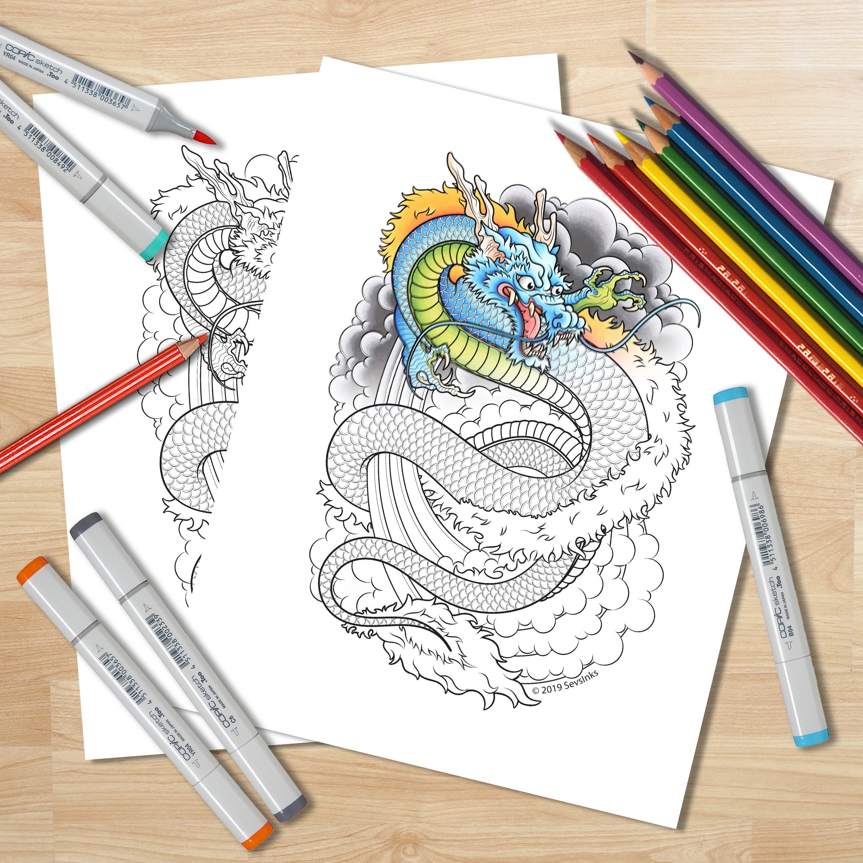 Download Print Your Own Adult Coloring Book Page Traditional Tattoo Etsy