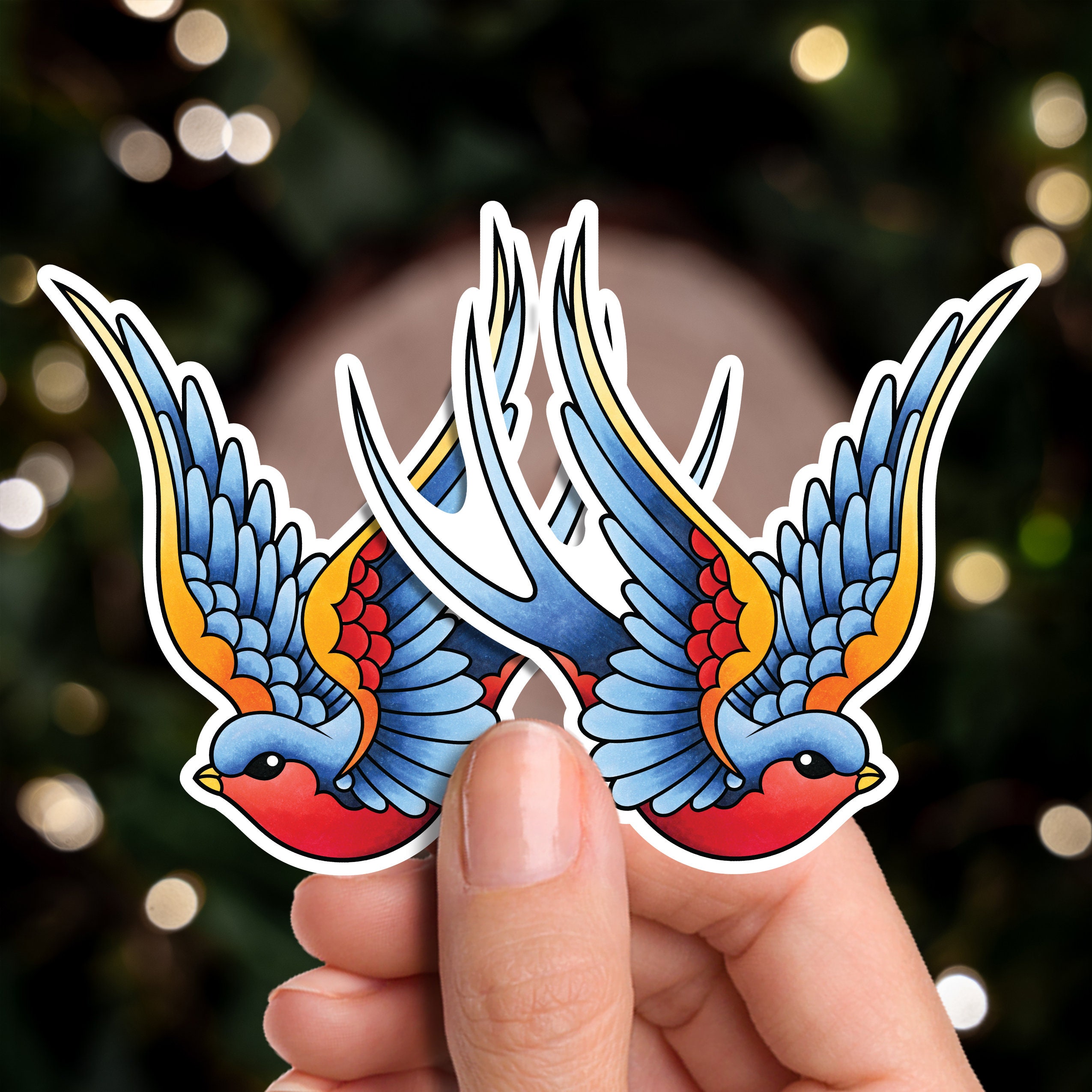 Pack of 2 Traditional Sailor Jerry Style Swallow American