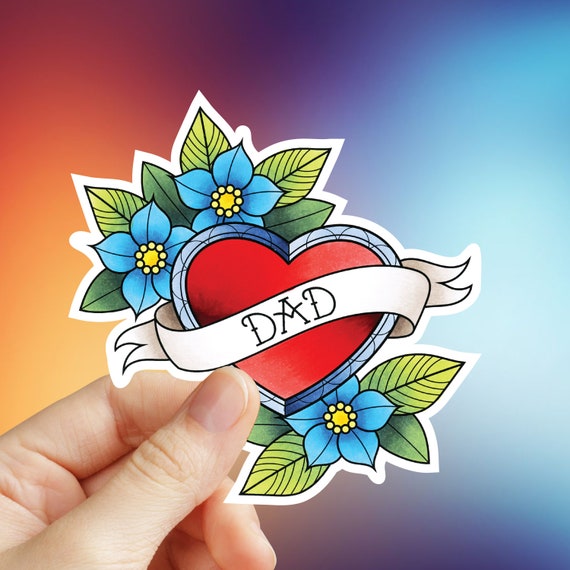 Sailor Jerry Dad Heart Traditional Tattoo Flash Hand Drawn Art - Etsy
