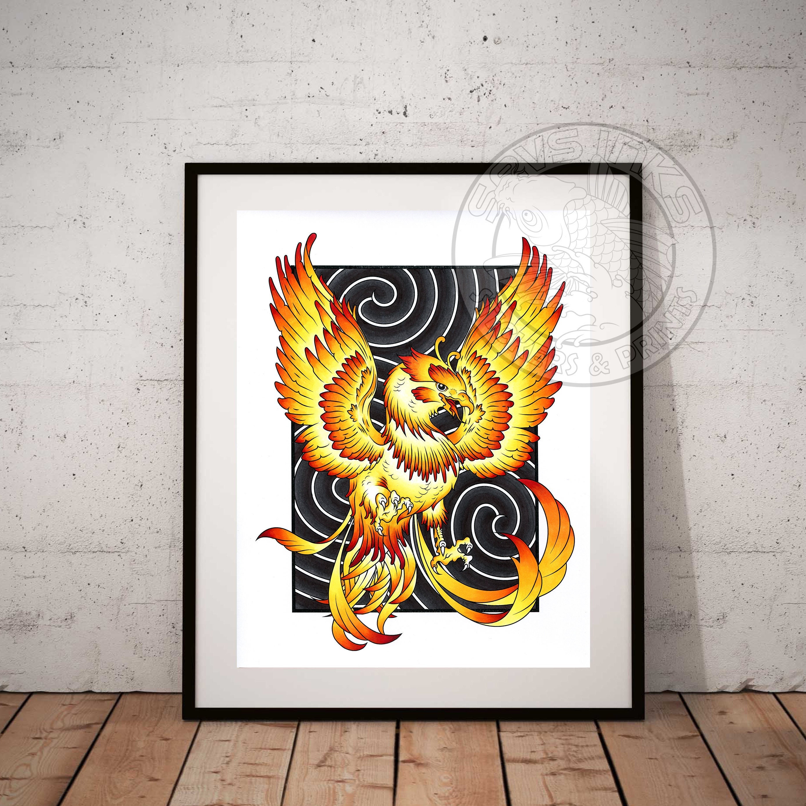 Phoenix Traditional Japanese Inspired Tattoo Flash Hand - Etsy Sweden Phoenix Traditional Japanese Inspired Tattoo Flash Hand - Etsy Sweden