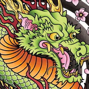 Irezumi Ryu Ryu Dragon Traditional Hand Drawn Irezumi Tattoo Flash Fine Art ...