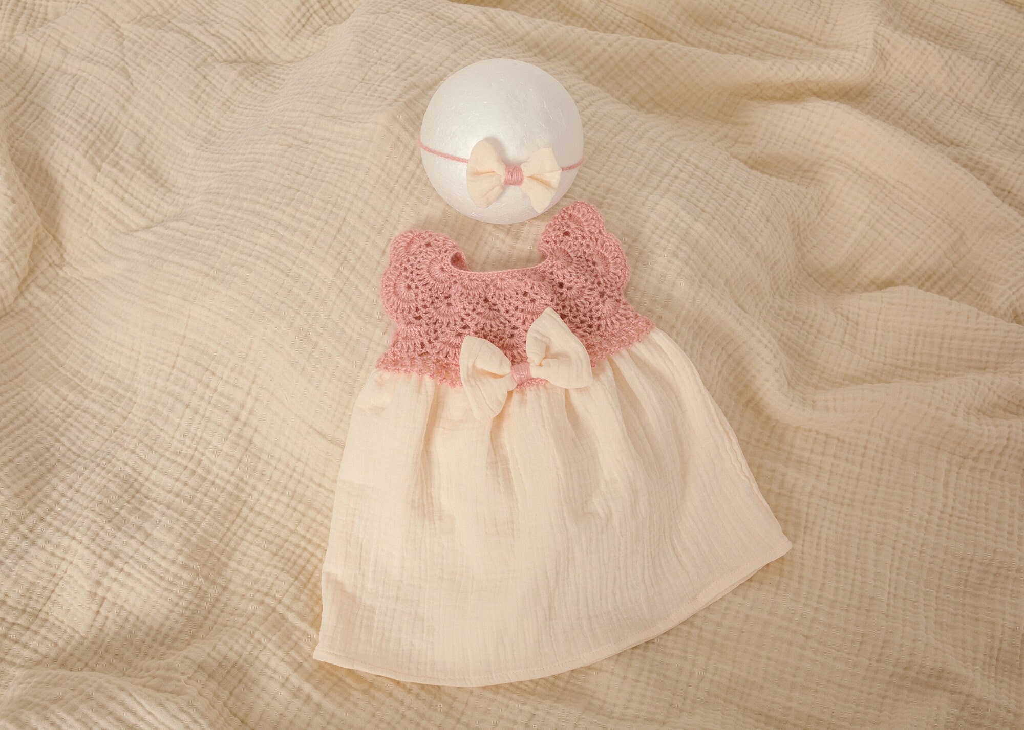 68-74 Cremegelb Blumen Vintage Kleid Baby Mädchen Sommerkleid 