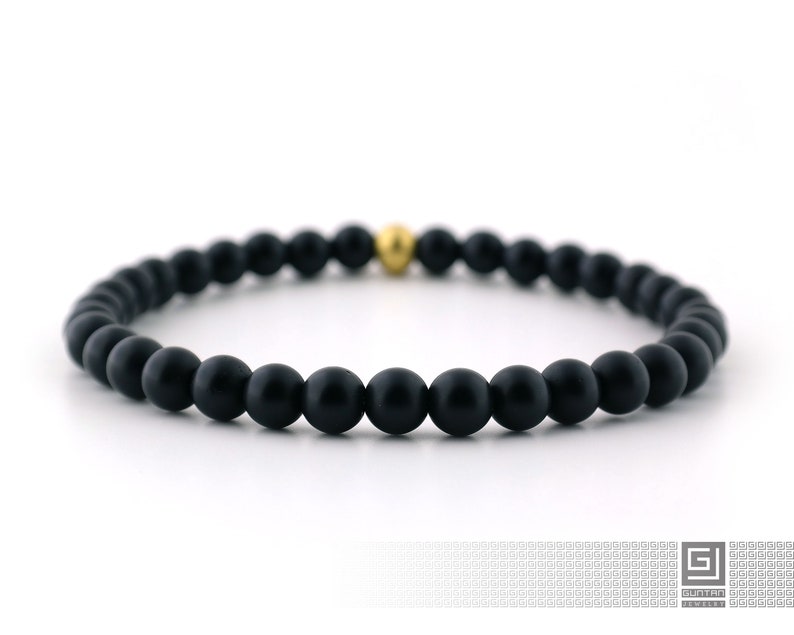 Black Onyx Bracelet Onyx Beaded Bracelet Handcrafted by - Etsy