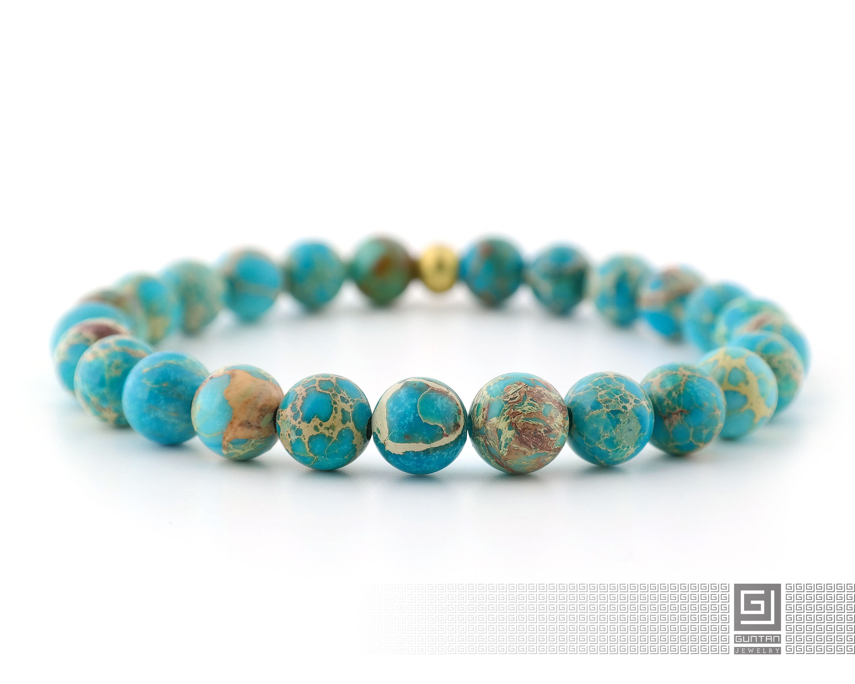 Imperial Jasper Bracelet • Turquoise Sea Sediment Bracelet • Handcraf…