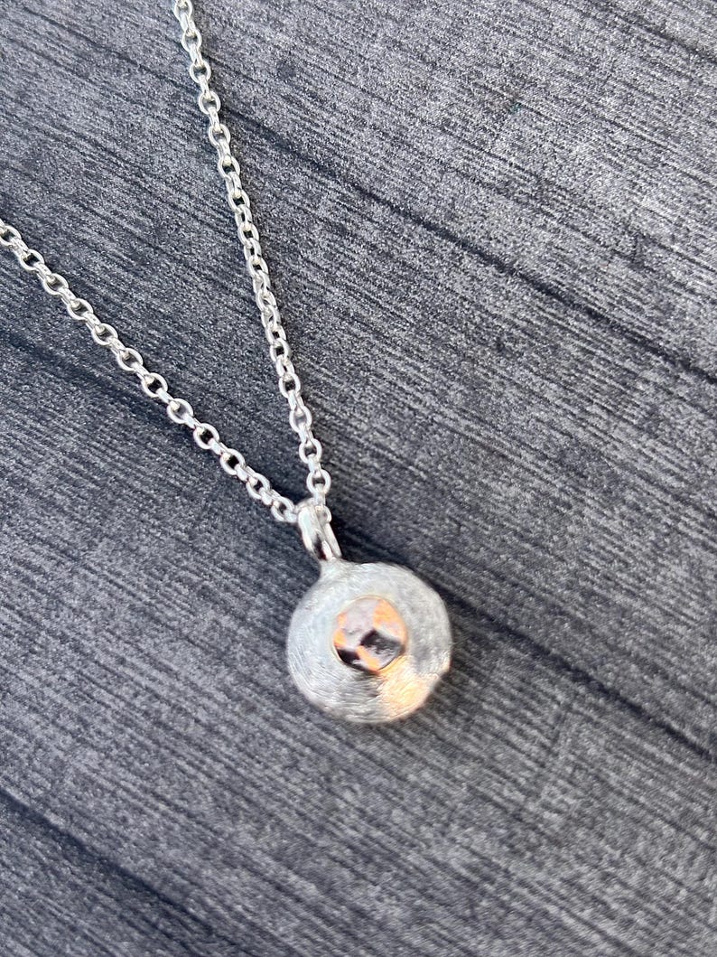Hammered Gold & Sterling Silver Pebble Pendant - 18" Chain - Etsy