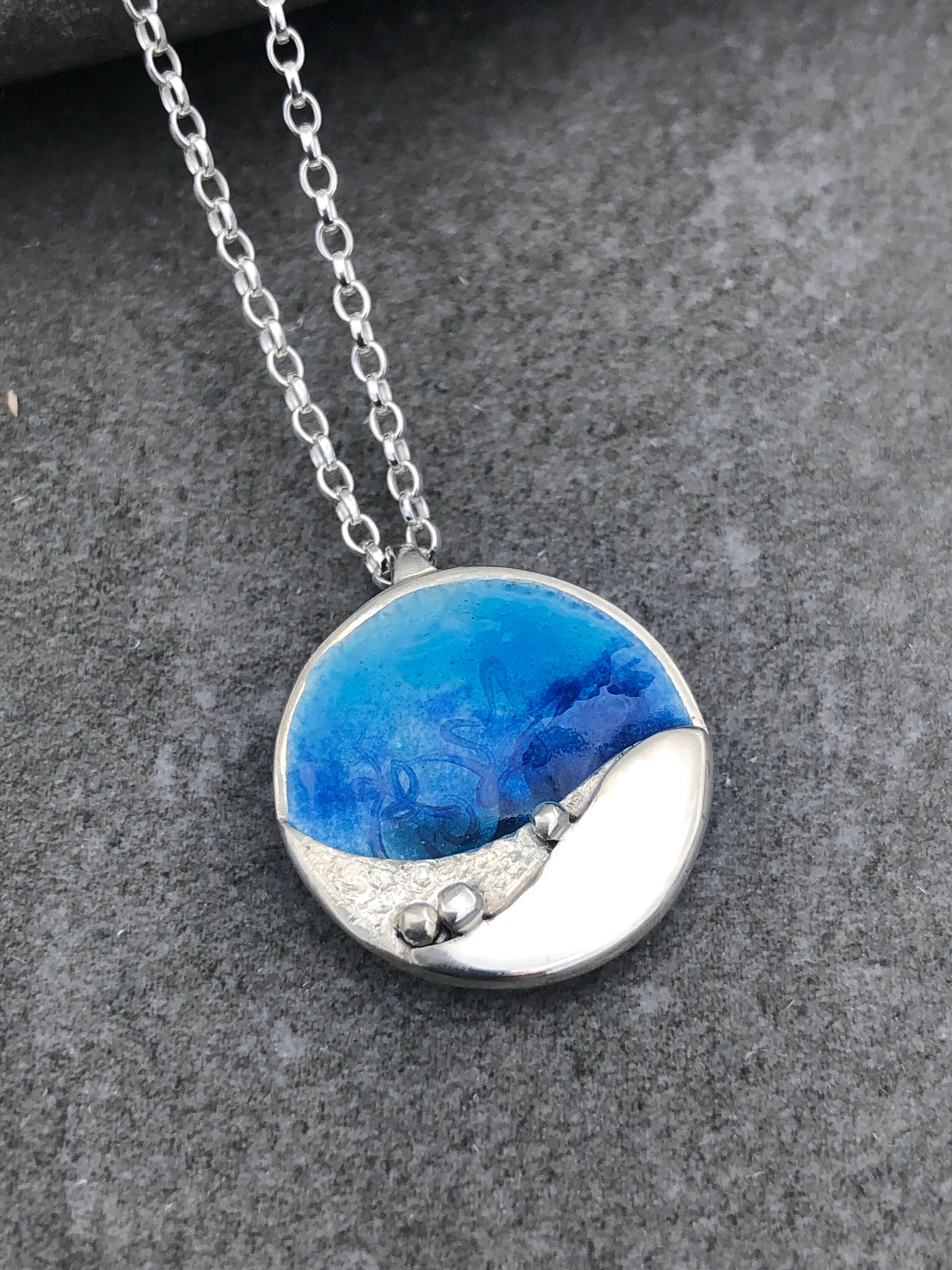 Blue enamel pendant deals