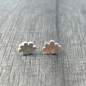 Silver Cloud Studs. Cloud studs, dainty studs, hammered cloud studs, plain silver studs, small silver studs. image 5