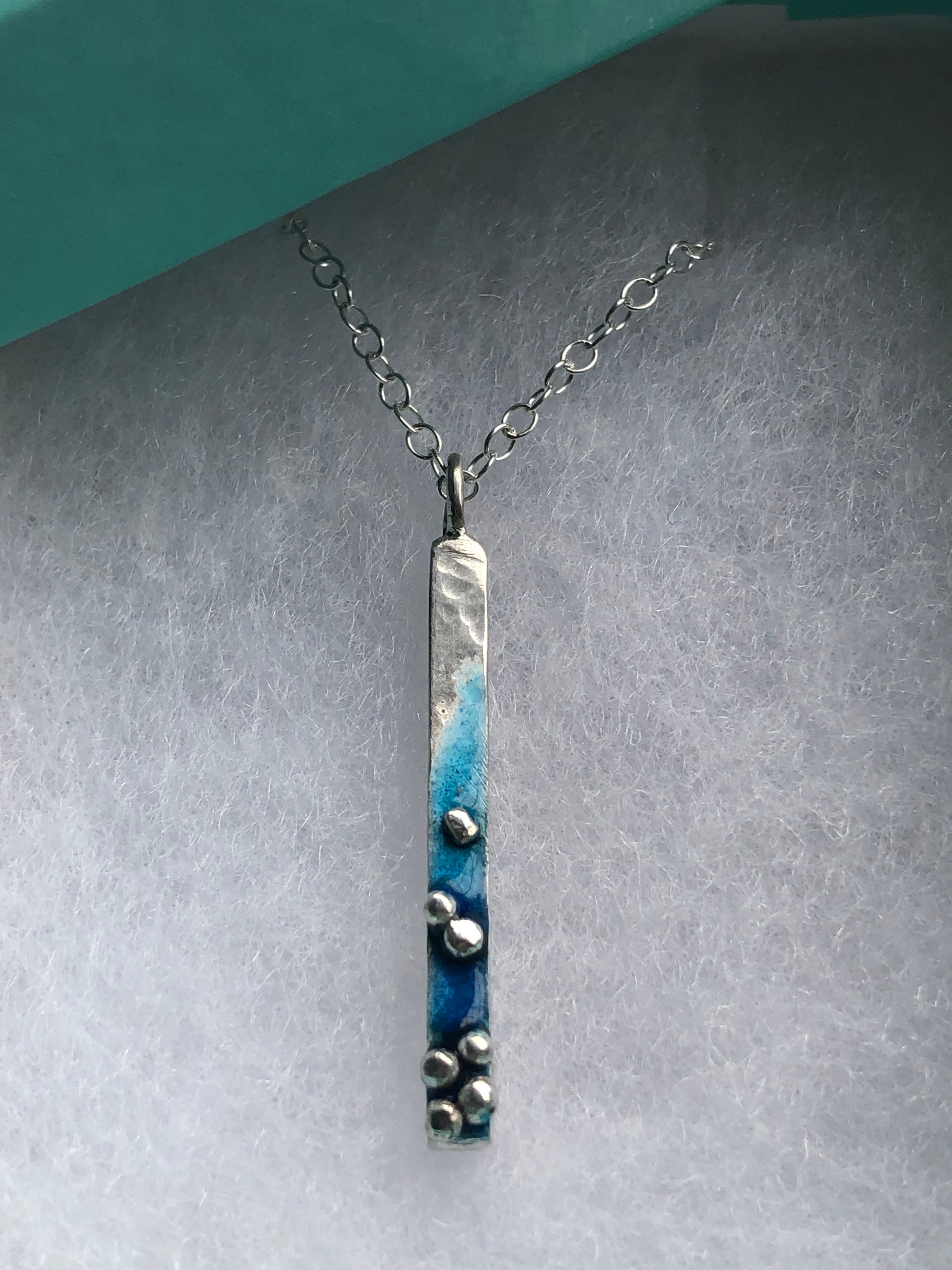 Sky Blue Enamel Coin Necklace