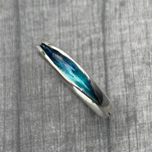 Enamel Ring, Freeform enamel ring, freeform ring, gift for her, silver wave ring. enamel jewellery, turquoise ring, sea ring, gift for ocean