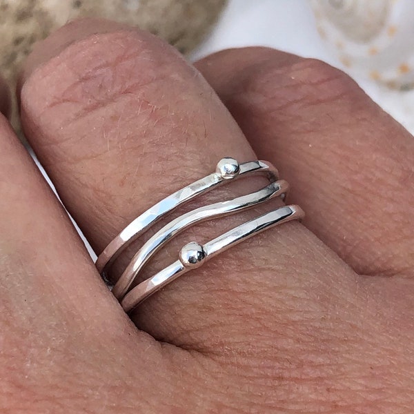 Silver Wave Stack Ring, Waves ring, silver stack ring, sea ring, silver wave ring, stack ring, sea themed jewellery, silver rings,